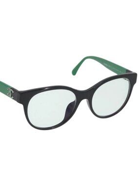 CHANEL COCO Mark Glasses plastic Green CC Auth BAZ663